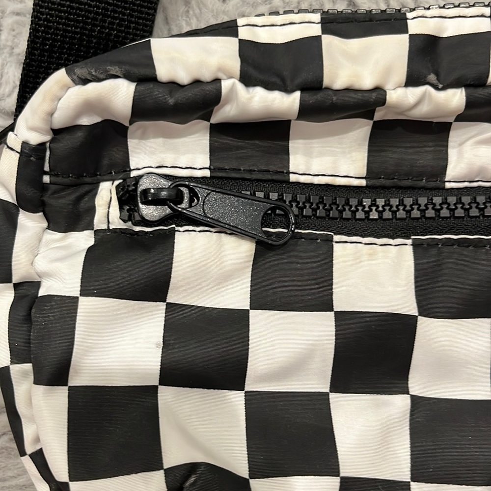 checked fanny pack
